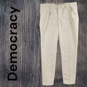 Democracy "AB" SZ 14 Preppy White Mid Rise Stretch Cropped Skinny Timeless Jeans